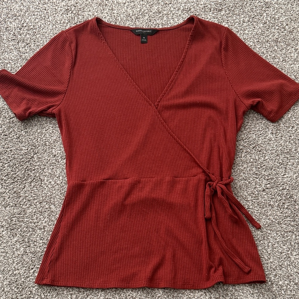 Banana Republic Deep Red Wrap Blouse